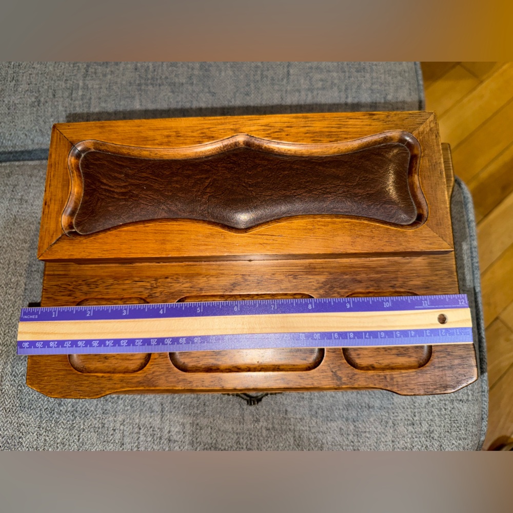 Wooden Box with faux Leather Inlay